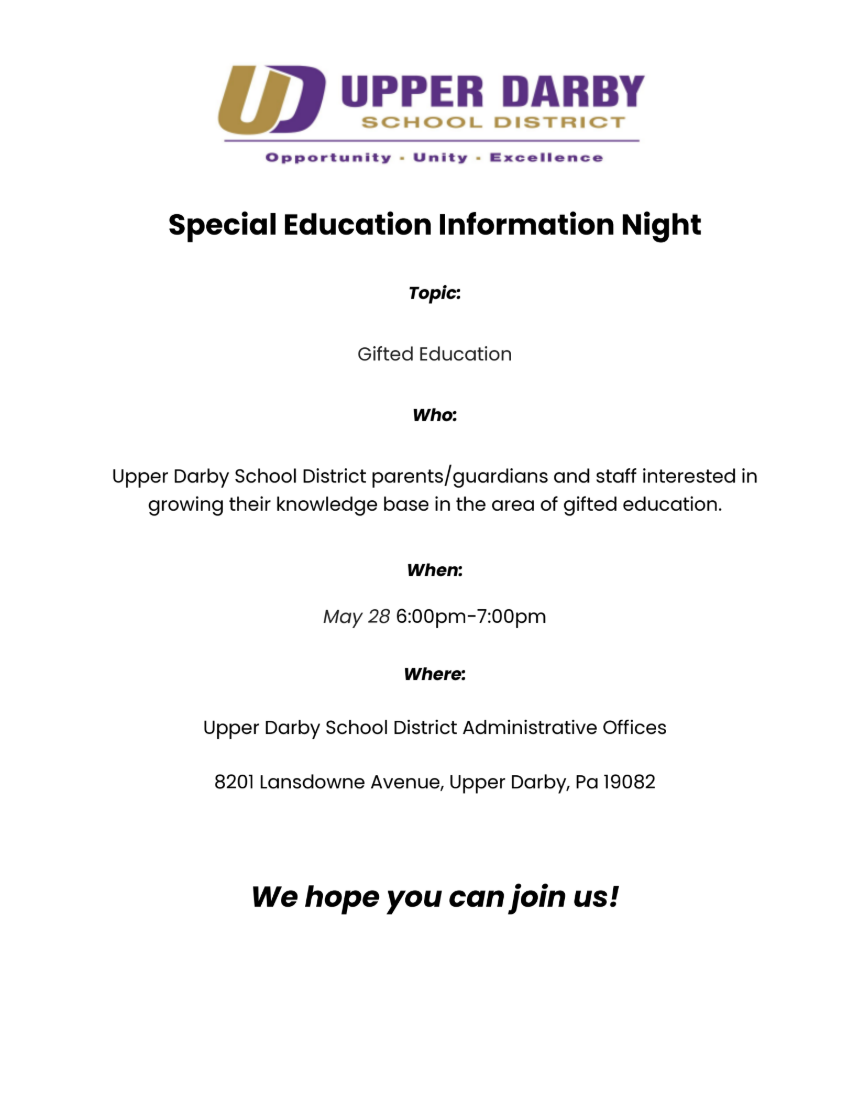 Special Education Information Night Flyer